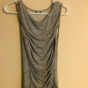 Rouched black and white tank top